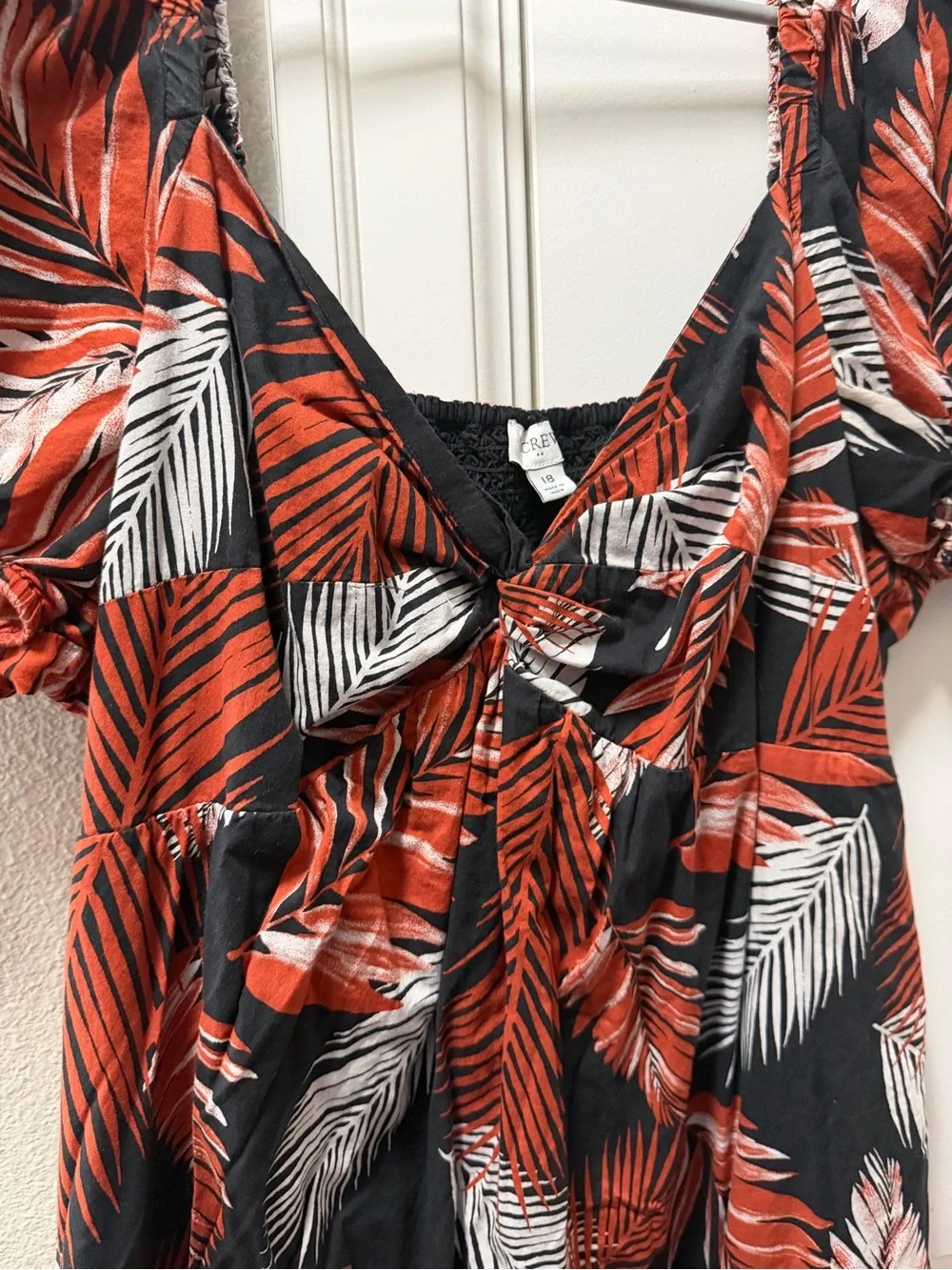 J.crew  Rust Leaf Print Puff-Sleeve Midi Dress 100% cotton dress size 18